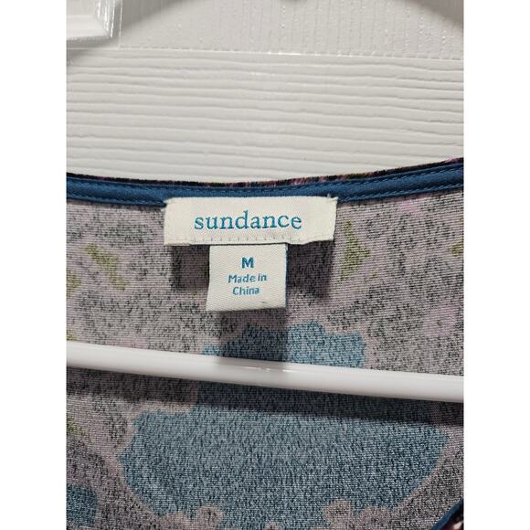 Sundance Nomi Printed Velvet Shift Dress V-Neck Short Sleeve Rayon Silk Size M - Picture 2 of 6